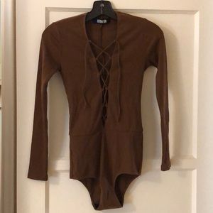 Reformation lace up body suit